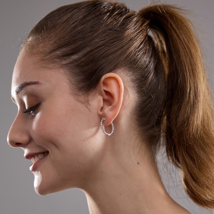 1 ctw Round Lab Grown Diamond Inside Out Floating Hoop Earrings
